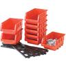 View Item 8pce Red Plastic Wall Mount Storage Bin Kit